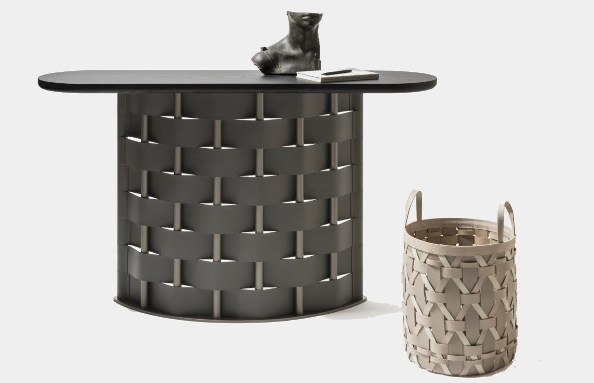 Konzolový stolek BELVEDERE s koženým podstavcem