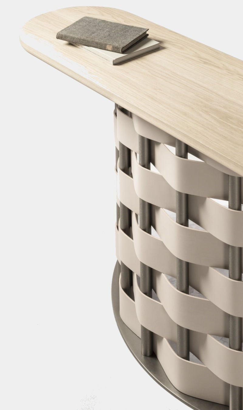 Konzolový stolek BELVEDERE s koženým podstavcem