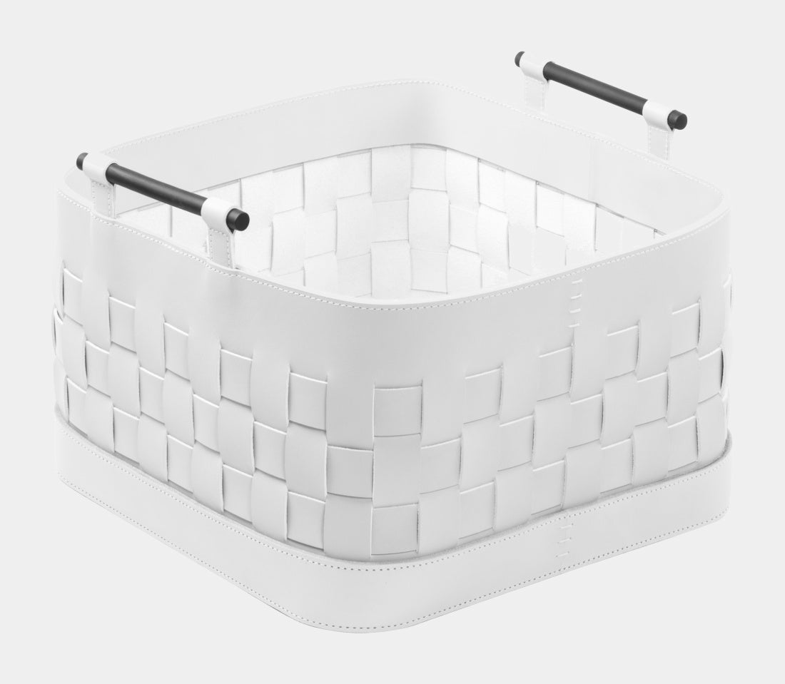 Luxusní kožený koš RAVENNA s úchytky | výška 25cm