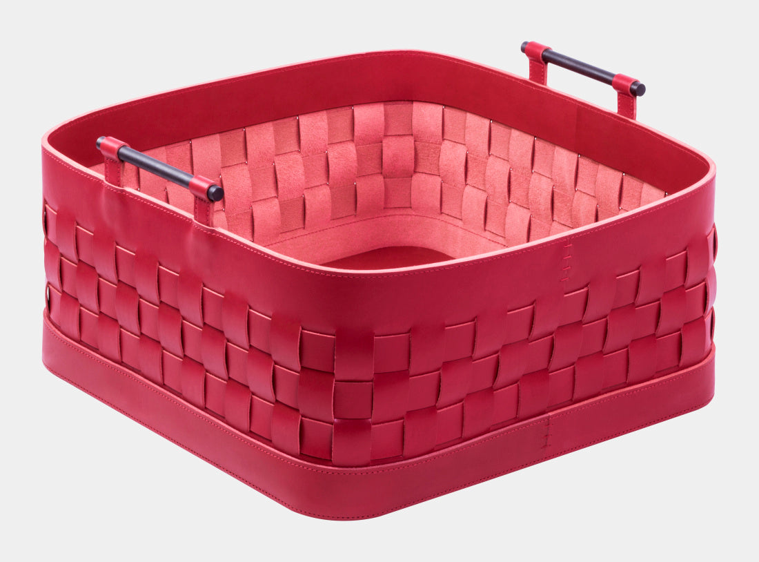 Luxusní kožený koš RAVENNA s úchytky | výška 25cm