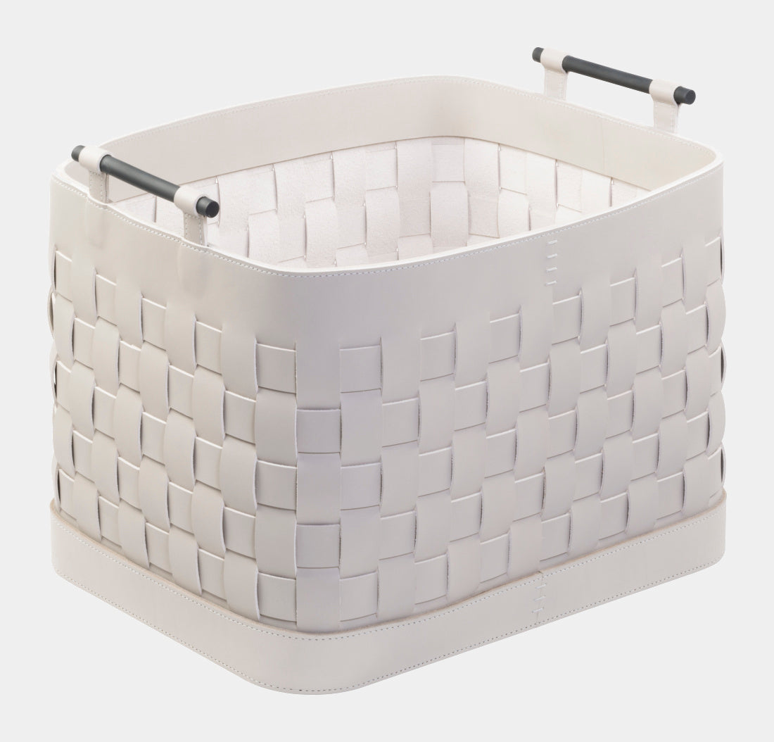 Luxusní kožený koš RAVENNA s úchytky | výška 34,5cm