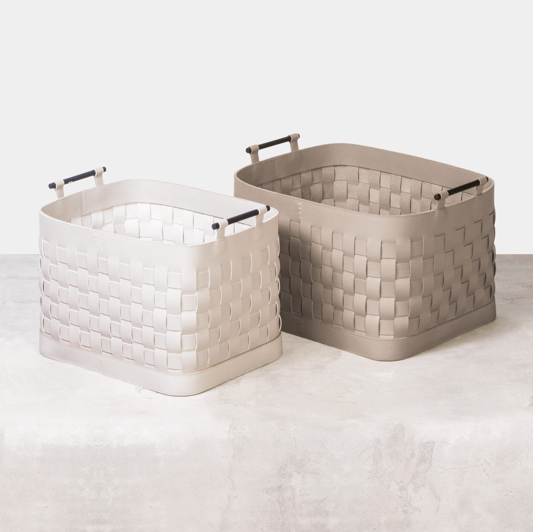 Luxusní kožený koš RAVENNA s úchytky | výška 34,5cm