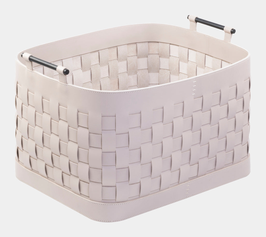 Luxusní kožený koš RAVENNA s úchytky | výška 34,5cm