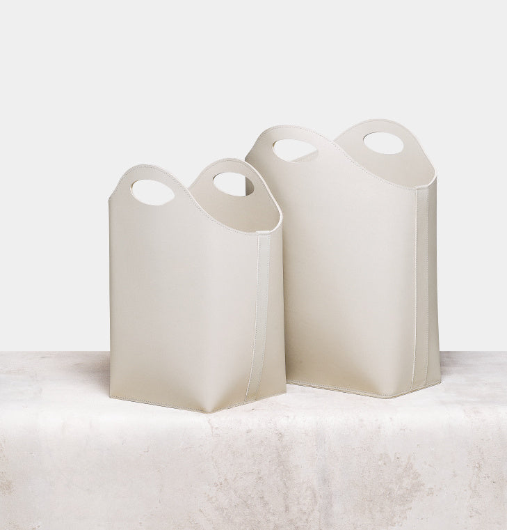 Elegantní vysoký kožený koš s uchy