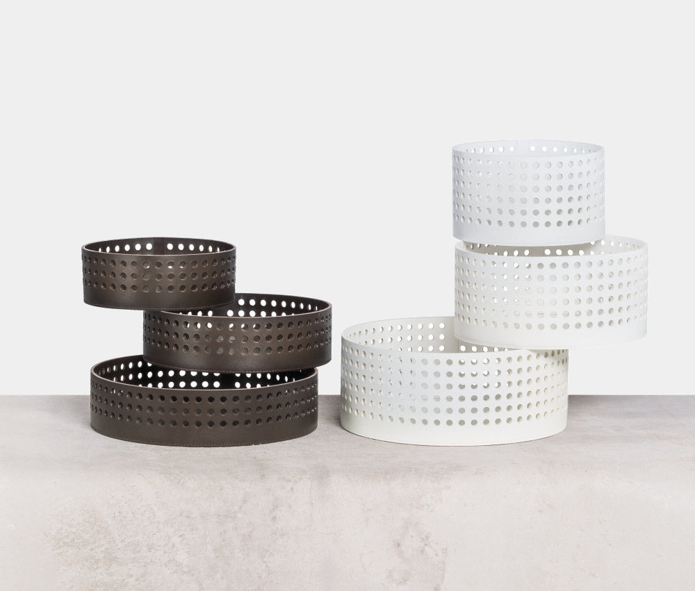 Rabitti Kulatý kožený košík MIMOSA vysoký