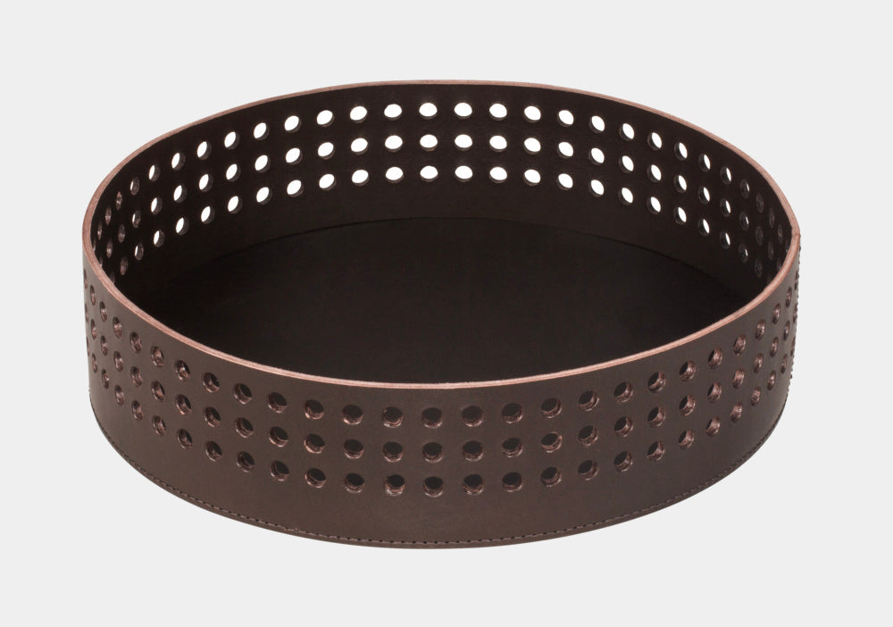 Kulatý kožený košík MIMOSA nízký