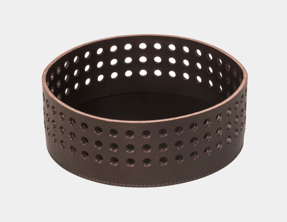 Kulatý kožený košík MIMOSA nízký