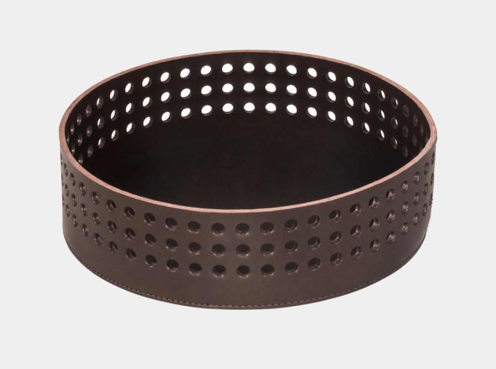 Kulatý kožený košík MIMOSA nízký