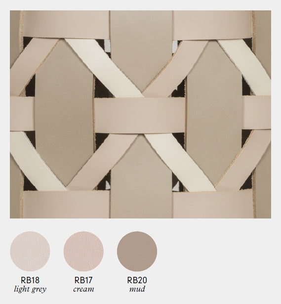 Rabitti Nízký pletený kožený koš PALÙ s uchy