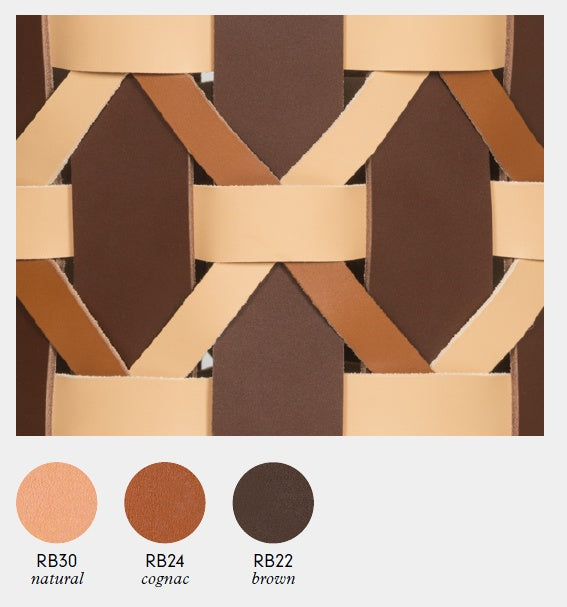 Rabitti Nízký pletený kožený koš PALÙ s uchy