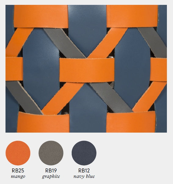 Rabitti Nízký pletený kožený koš PALÙ s uchy