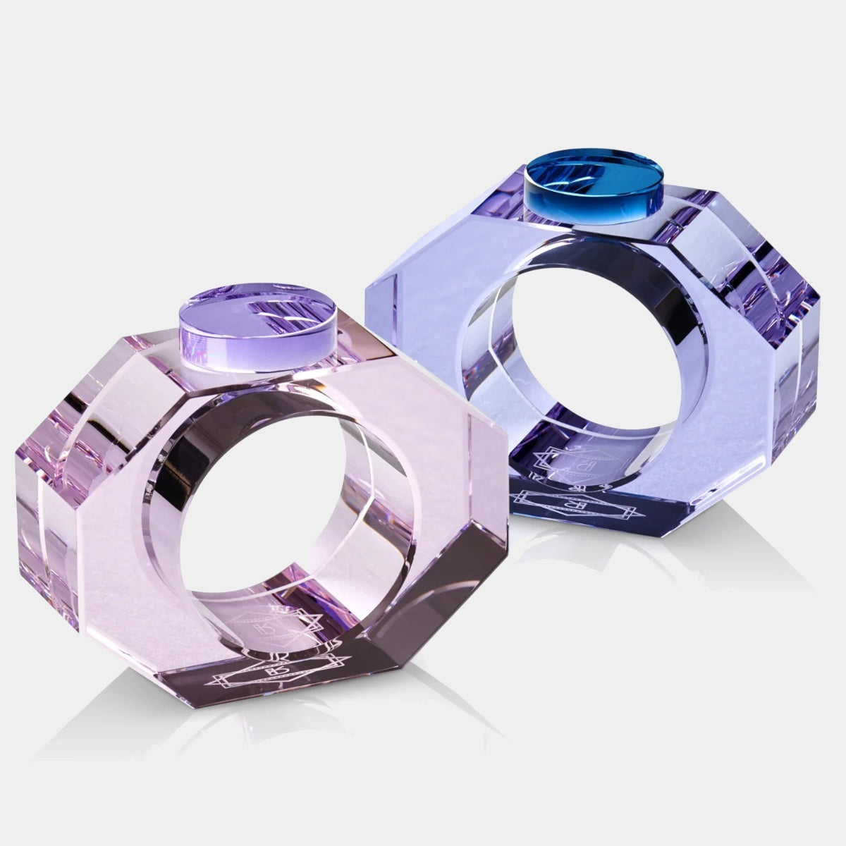 Designer cloth napkin ring made of crystal, set of 2