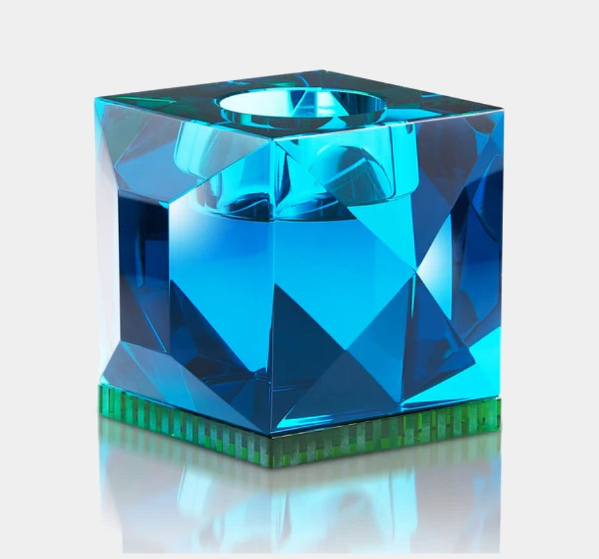 Křišťálový svícen na čajovou svíčku Ophelia Azure