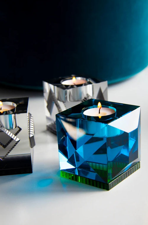 Křišťálový svícen na čajovou svíčku Ophelia Azure