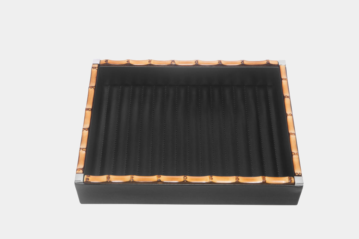 Kožená miska BICE s bambusovým dekorem