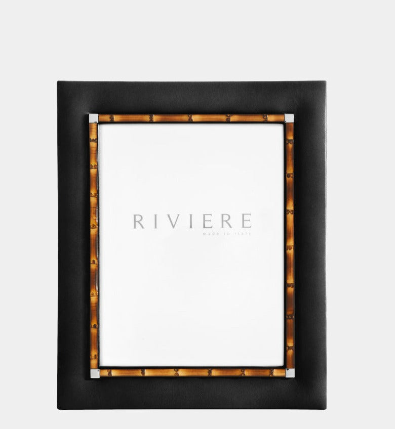 Kožený fotorámeček BICE s bambusovou dekorací