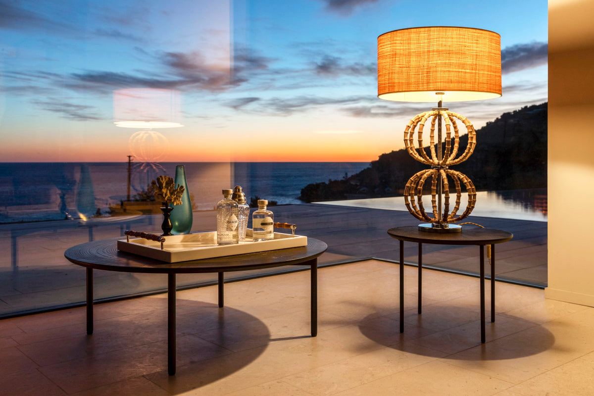 Stolní lampa MEDEA N°3 s bambusovým podstavcem