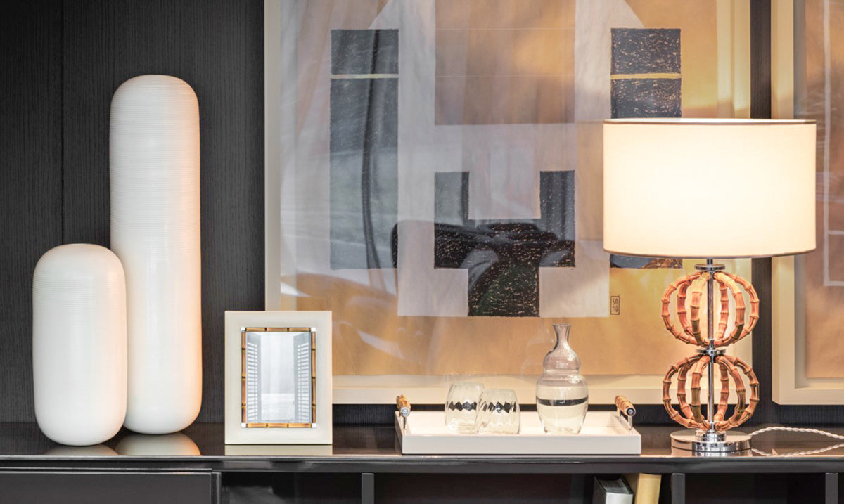 Stolní lampa MEDEA N°1 s bambusovým podstavcem