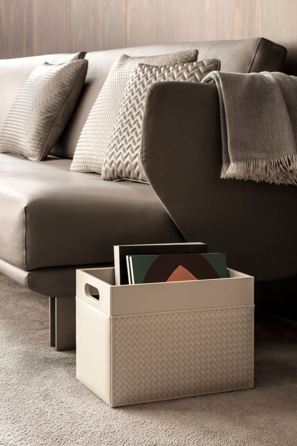 Riviere Luxusní kožený dekorační polštář ONIRO HERRINGBONE