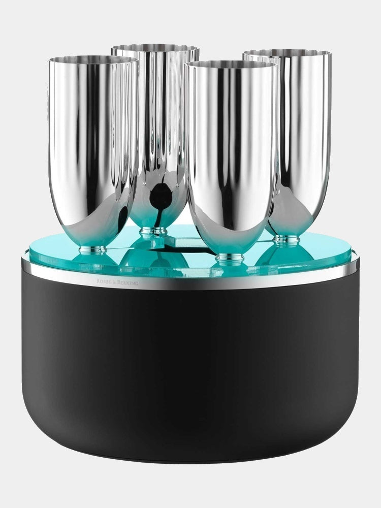 Robbe Berking THE BOX postříbřené skleničky na šampaňské Belvedere