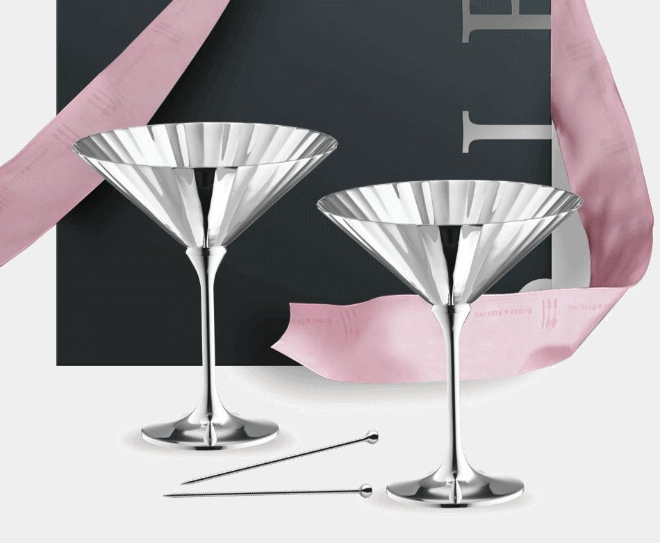 Gift set of 2 Martini glasses (90g silver plated)