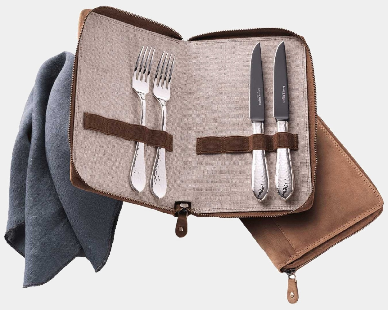 Robbe Berking Stříbrný steakový příbor v koženém etui