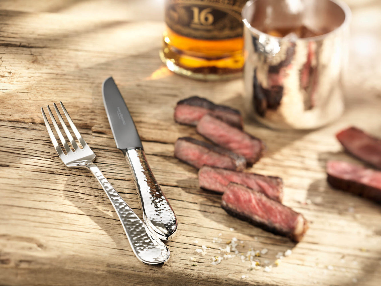 Robbe Berking Stříbrný steakový příbor v koženém etui