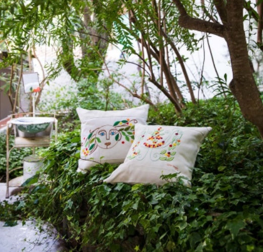 Vyšívaný polštářek PTÁČEK #8 - Le Botteghe su Gologone - perdonahome