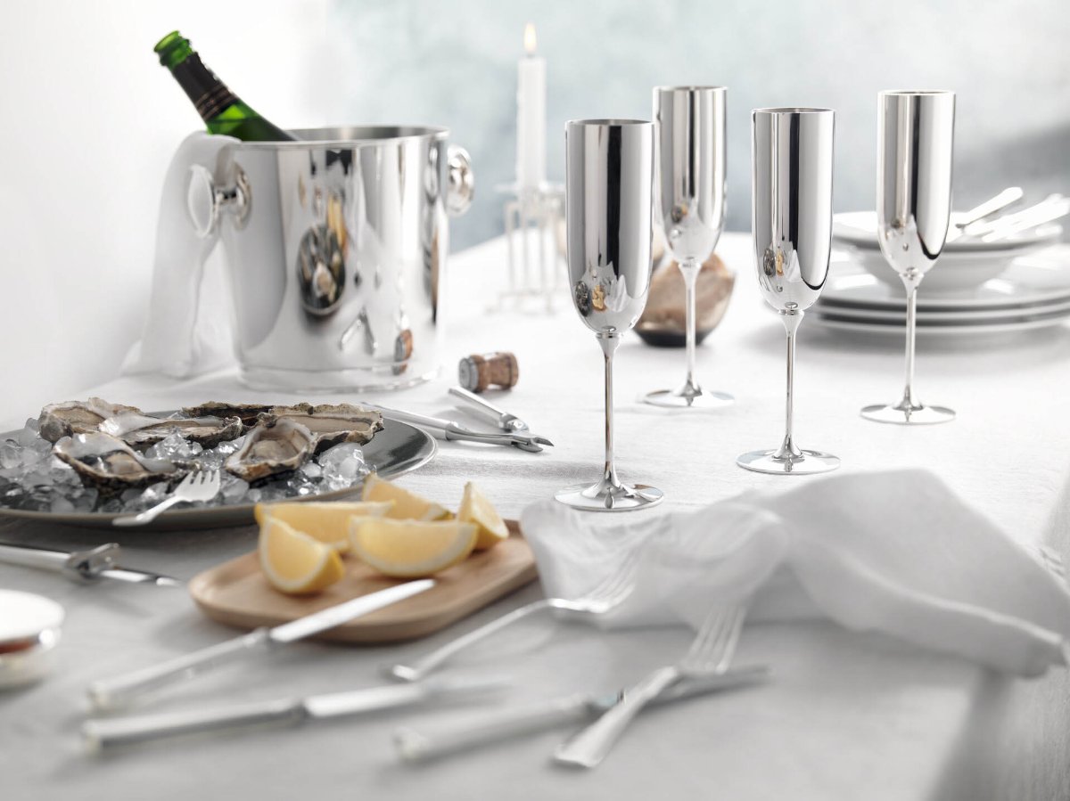 Robbe Berking Sada 2 stříbrných skleniček na šampaňské v dárkovém balení