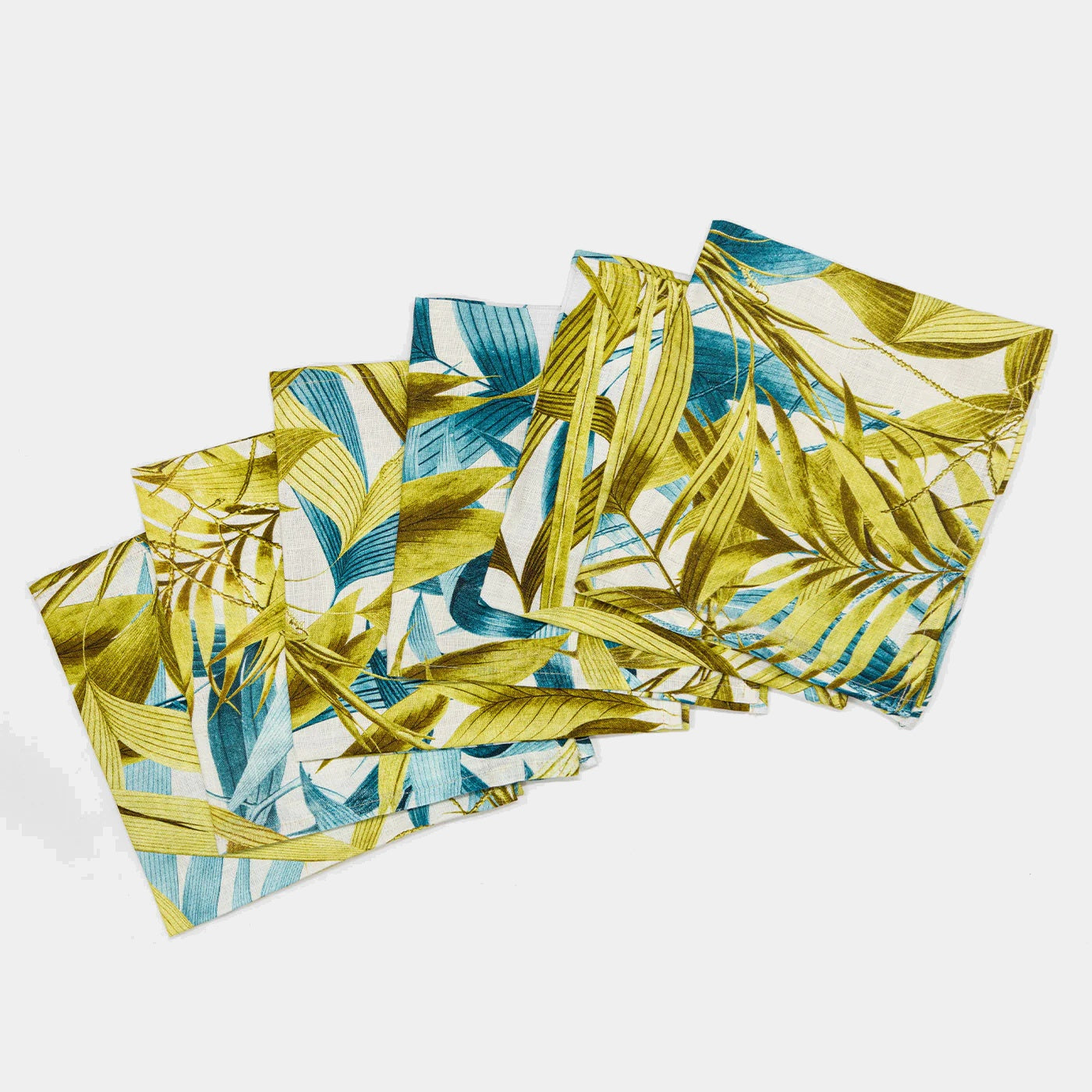 Las Palmas Sada 6 lněných ubrousků s palmovými listy