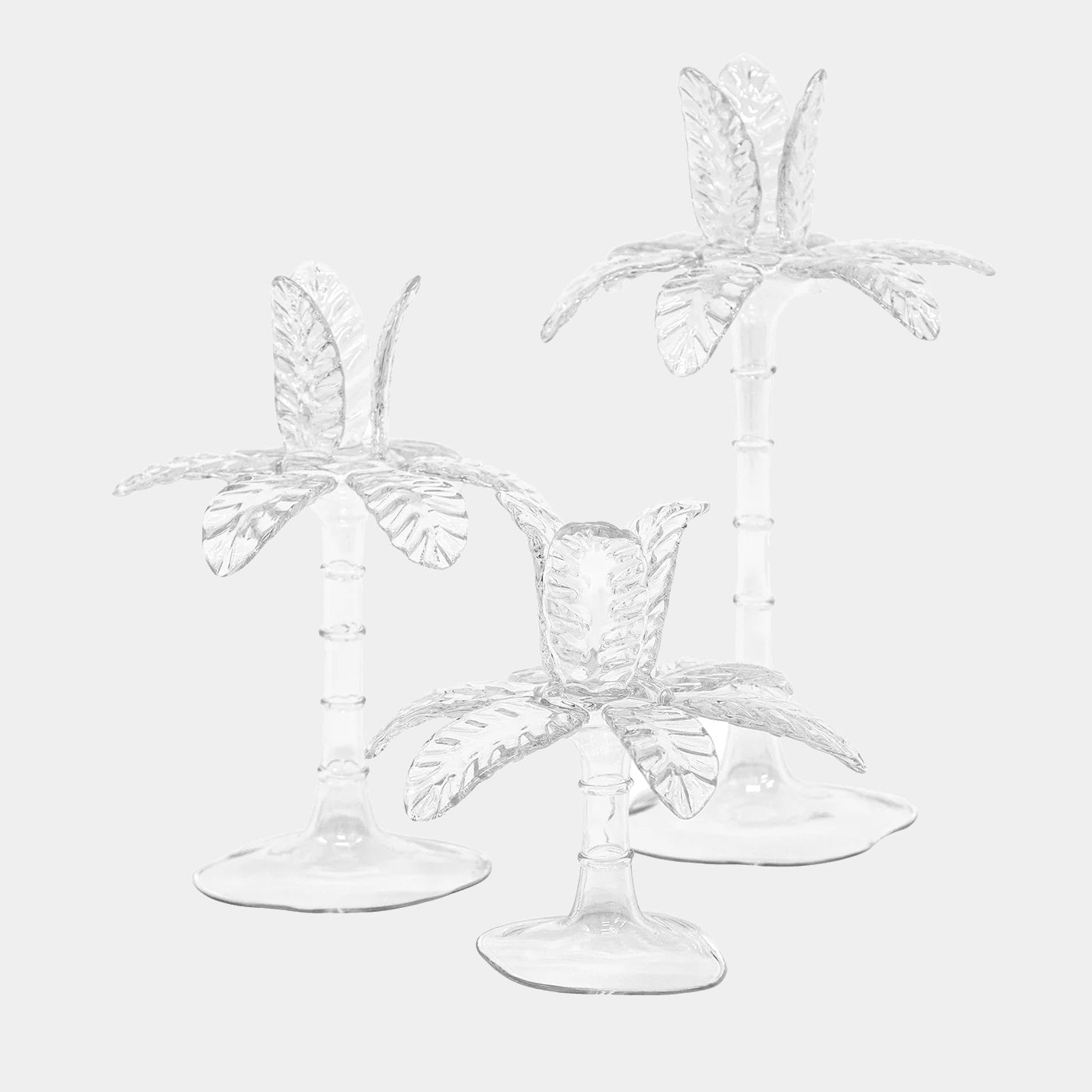 Las Palmas Sada 3 svícnů z foukaného skla ve tvaru palmy