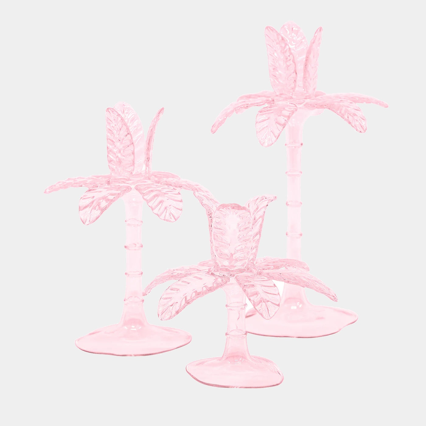 Las Palmas Sada 3 svícnů z foukaného skla ve tvaru palmy