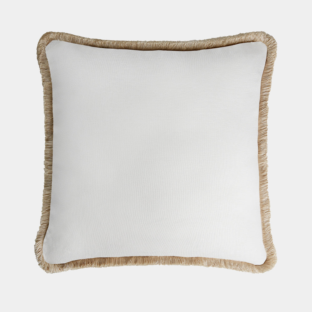 lněný dekorační polštář s třásněmi