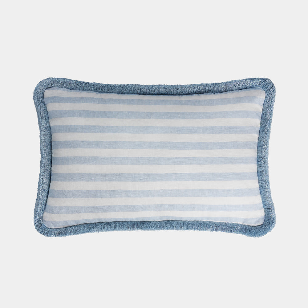 lněný dekorační polštář s třásněmi