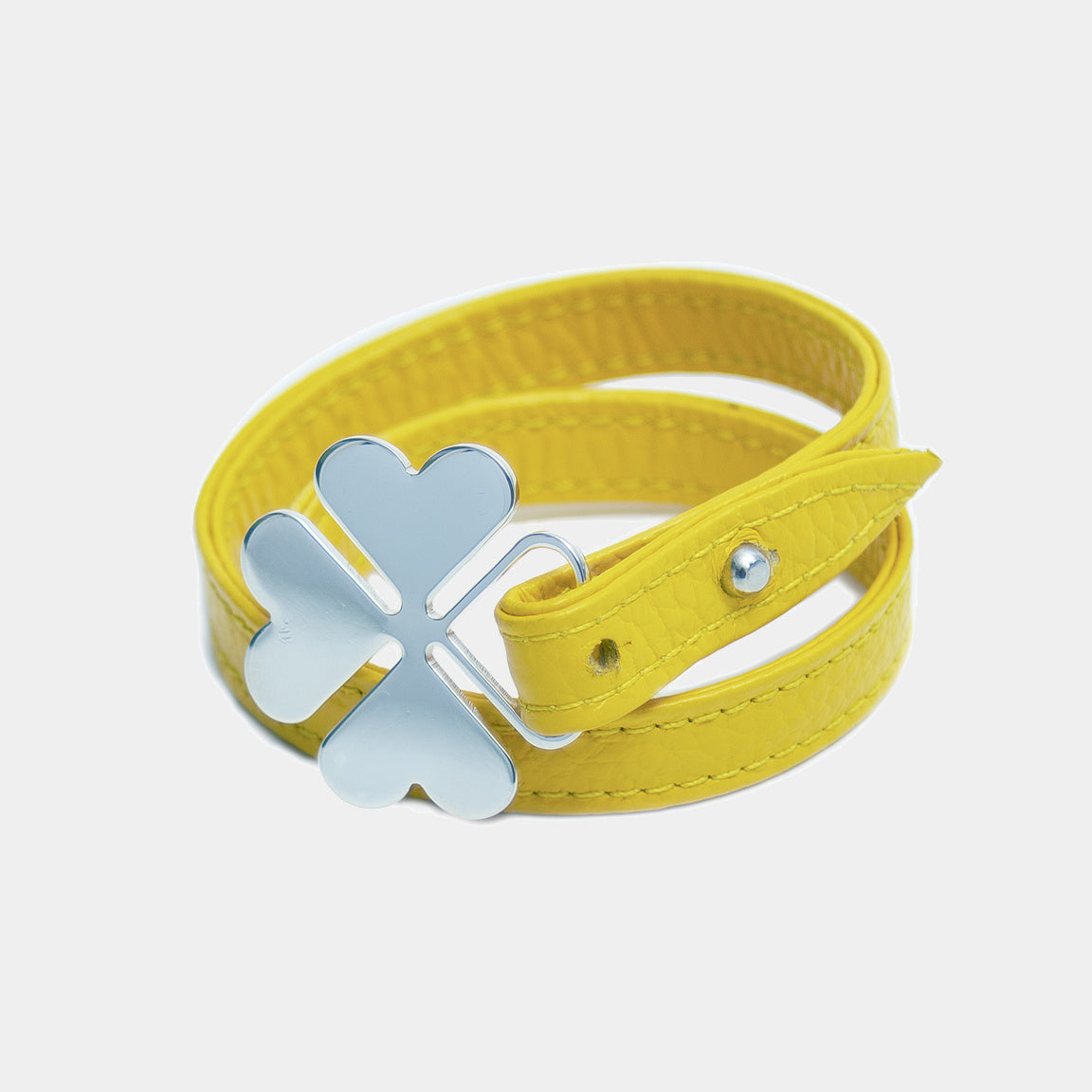 WSM Kožený náramek se stříbrným čtyřlístkem