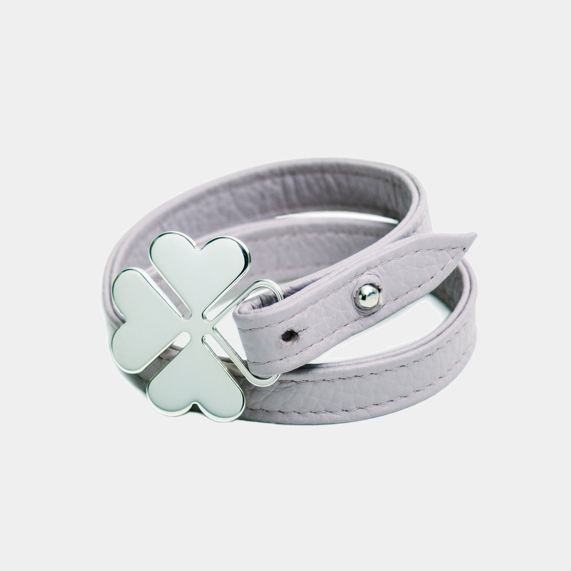 WSM Kožený náramek se stříbrným čtyřlístkem