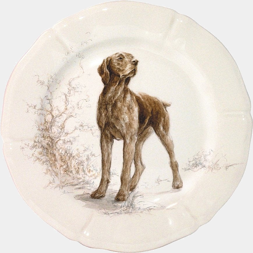 GIEN SOLOGNE talíř 23,2 cm - vzor psi - set 6 ks