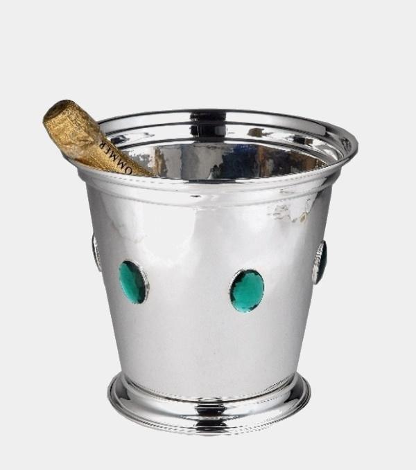 Franco Lapini Luxusní stříbrný chladič na víno s modrými kameny