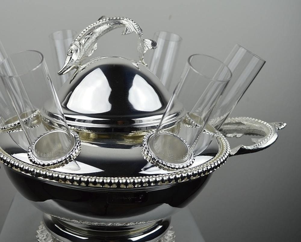Franco Lapini Luxusní stříbrný set kaviár a vodka