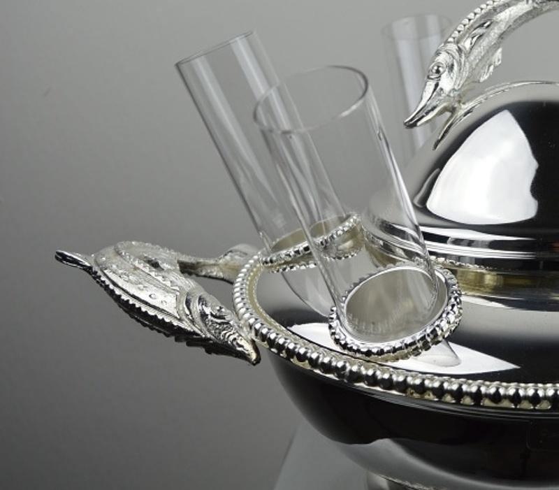 Franco Lapini Luxusní stříbrný set kaviár a vodka