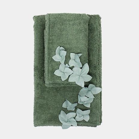 Bavlněný ručník s ozdobnými květy GELSOMINO Forest Green - Giardino Segreto 