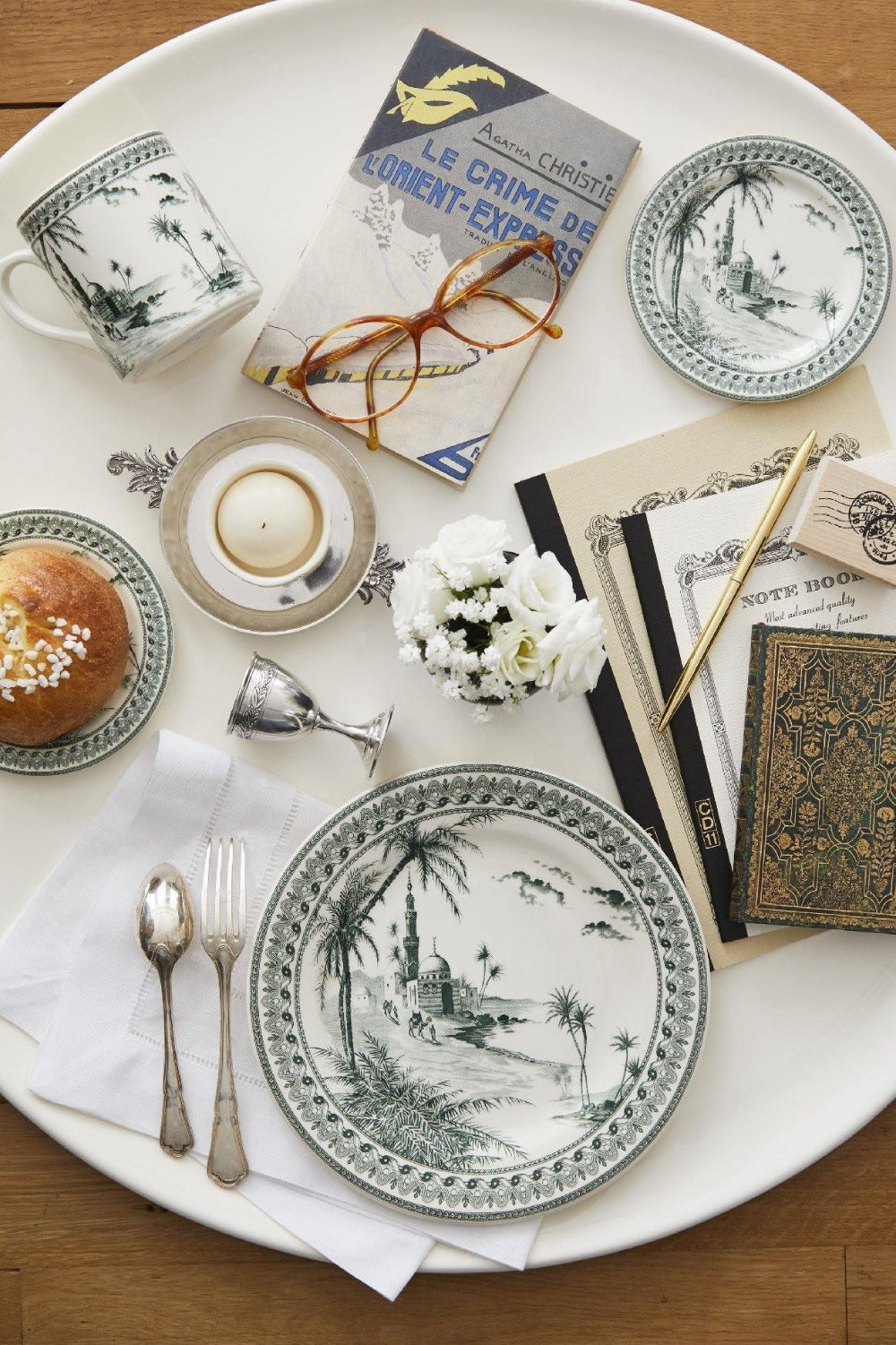 GIEN LES DÉPAREILLÉES GREEN Vintage čajový servis