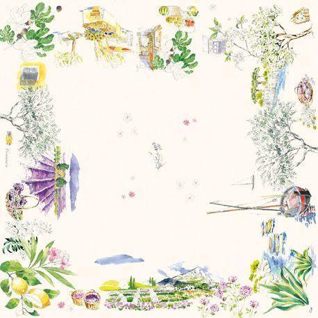 Čtvercový ubrus PROVENCE z bavlněného saténu - GIEN - perdonahome