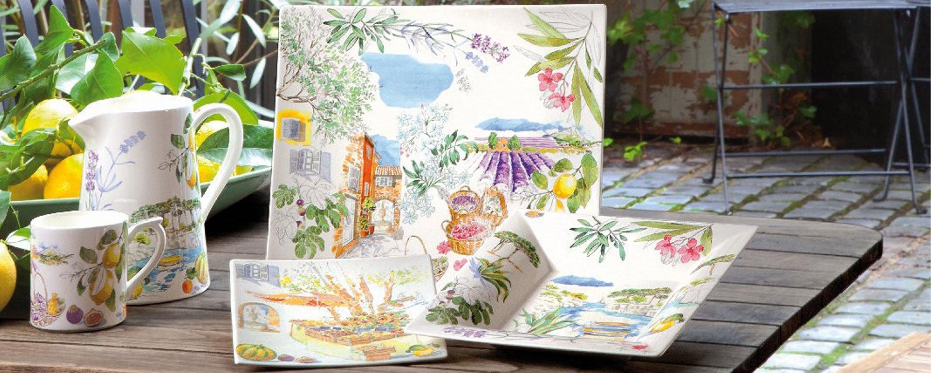 Čtvercový ubrus PROVENCE z bavlněného saténu - GIEN - perdonahome