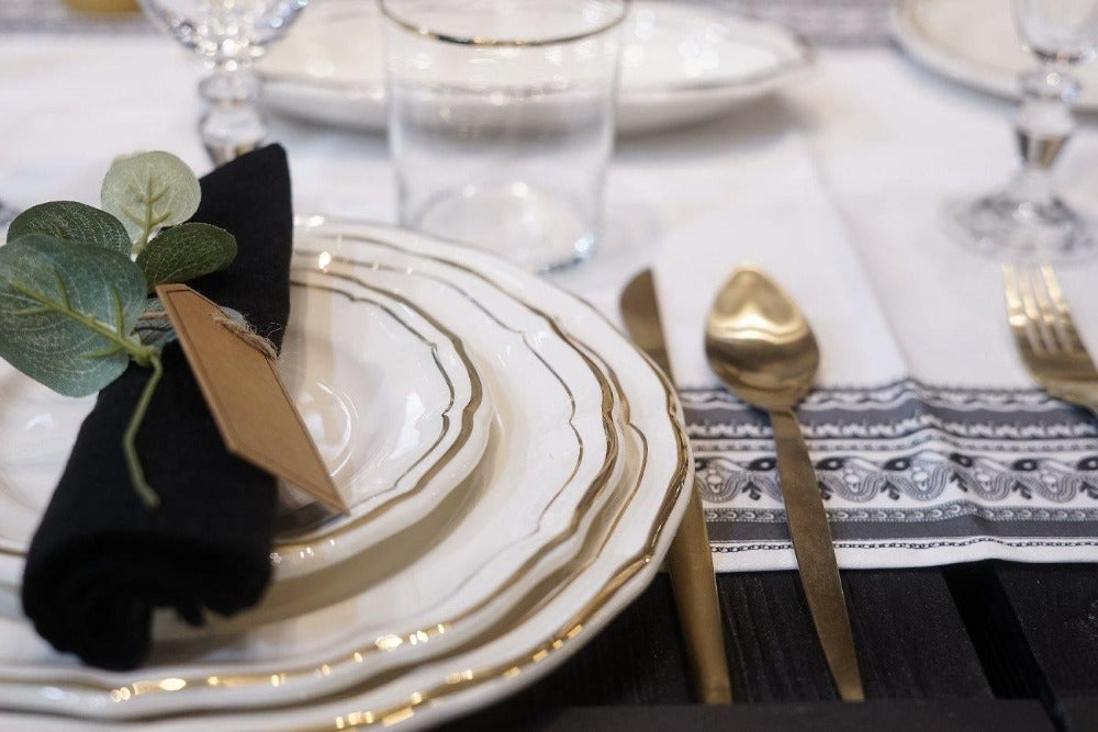 GIEN FILET OR Luxusní talíře s 18K zlatem