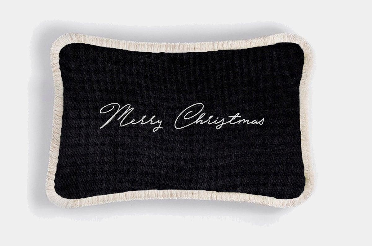 LO DECOR podélný sametový polštářek MERRY CHRISTMAS