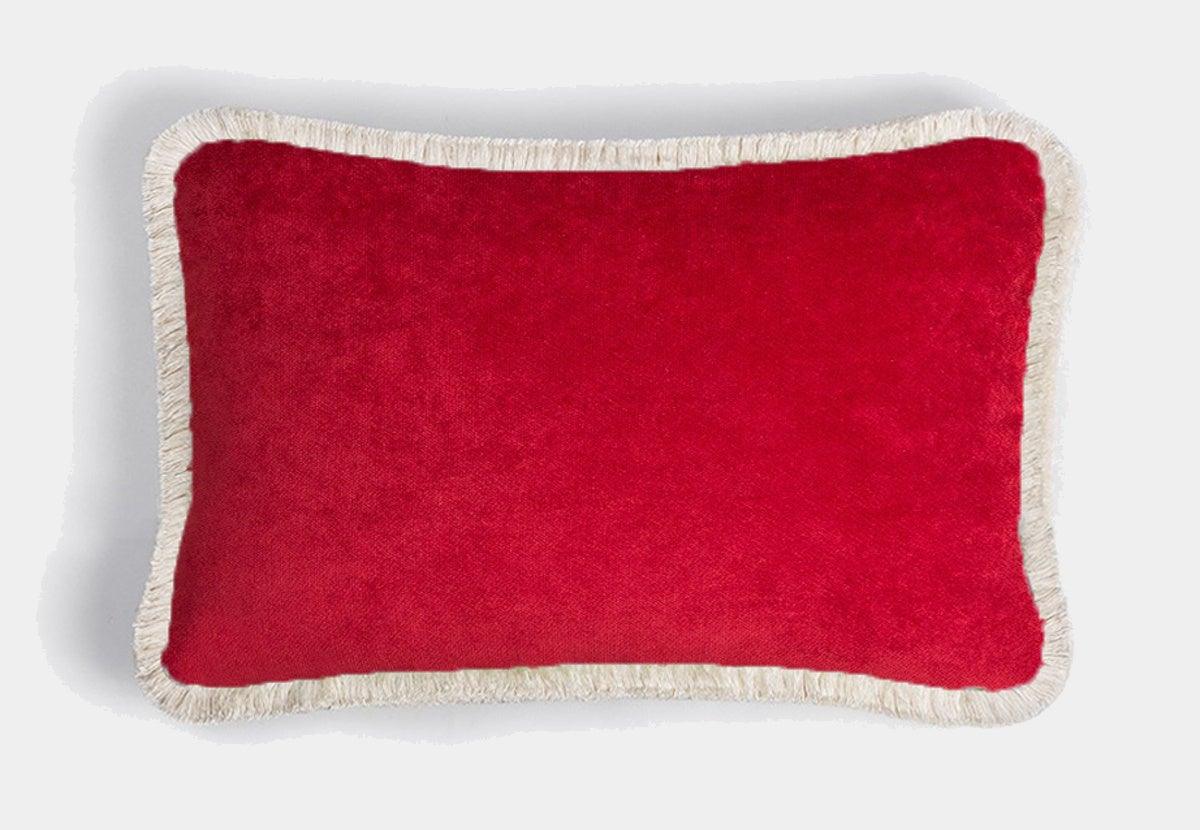 LO DECOR podélný sametový polštářek MERRY CHRISTMAS red