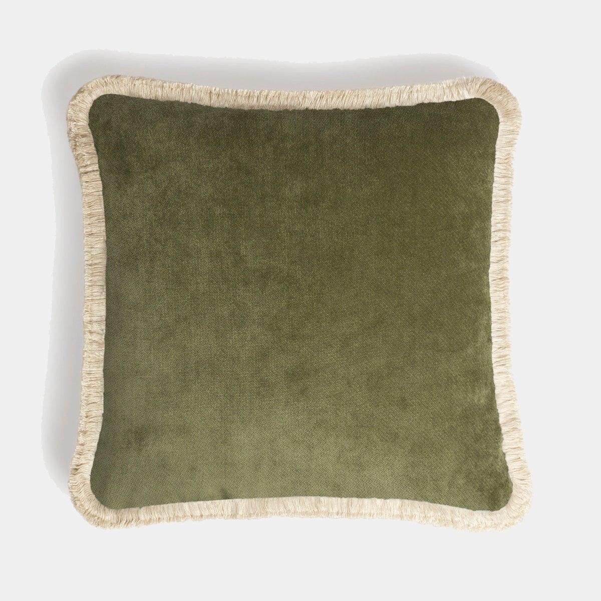 LO DECOR sametový dekorační polštář s třásněmi HAPPY PILLOW