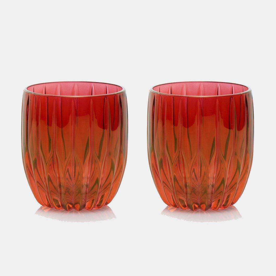 Červená sklenice tumbler nízká, 2 ks - Luisa Beccaria - perdonahome