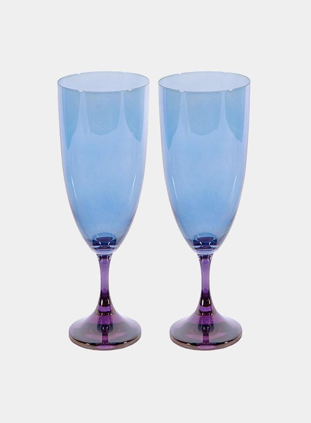 Fialovomodrá sklenice flétna, 2 ks - Luisa Beccaria - perdonahome